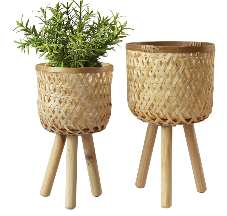 Wholesaler High quality best selling bamboo flower pots planters stand  vintage  planter mold made in Vietnam