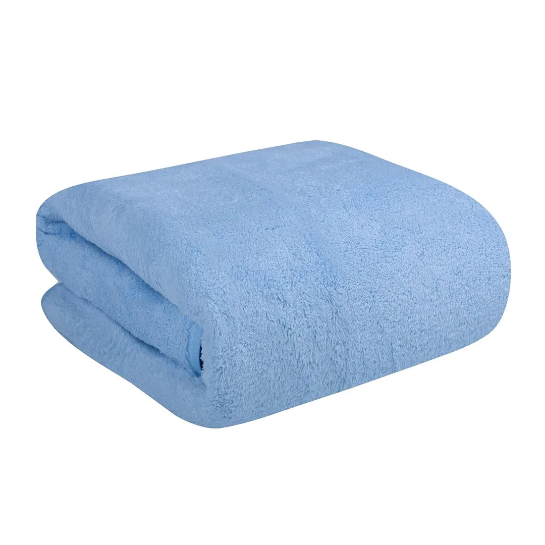 Cotton Dyed Terry 2 cam Bath Sheet Custom Embroidery 500 GSM Mid Blue Color 80X200 Cotton Durable Bath Sheet With Private Label