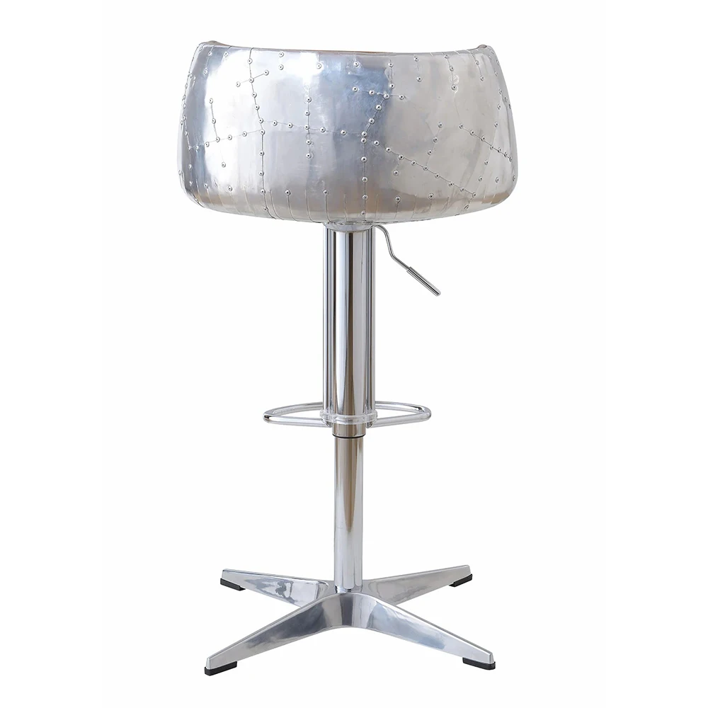 Retro Industrial Bar Furniture Vintage Stainless Steel Adjustable Aviator Counter Height Bar Stool for Restaurant Kitchen