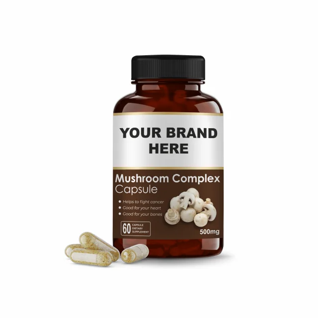 Private Label Mushroom Extract Capsules | Mushroom Complex Capsule | Cordyceps Mushroom, Reishi, Shiitake, Maitake & Lions Mane