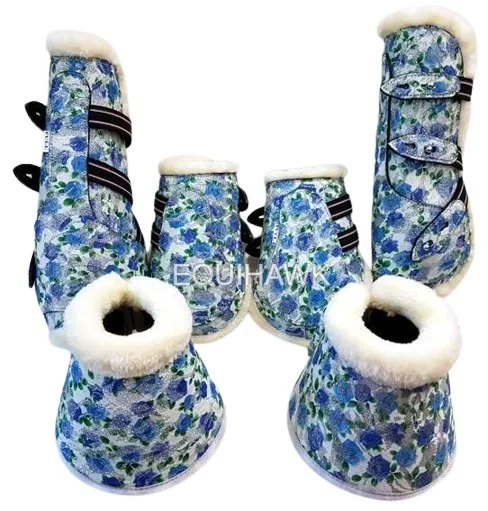 WHOLESALE LEATHER HORSE ANKLE AND TENDON HORSE  INSIDE MINK FUR LINING WITH HEAVY ELASTIC  HORSE BOOTS