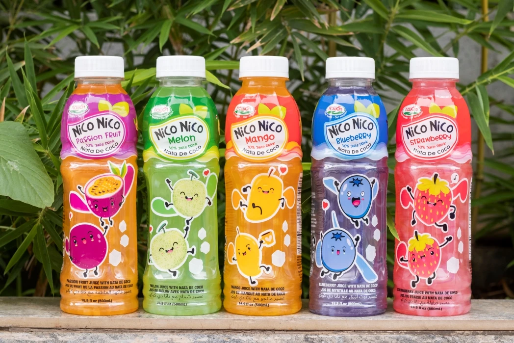 Wholesale Fruit Drinks Nico Nico - Mixed Fruit Juice with Nata De Coco 500ml PET Bottle Vietnam Exotic Halal Drinks Manufacturer