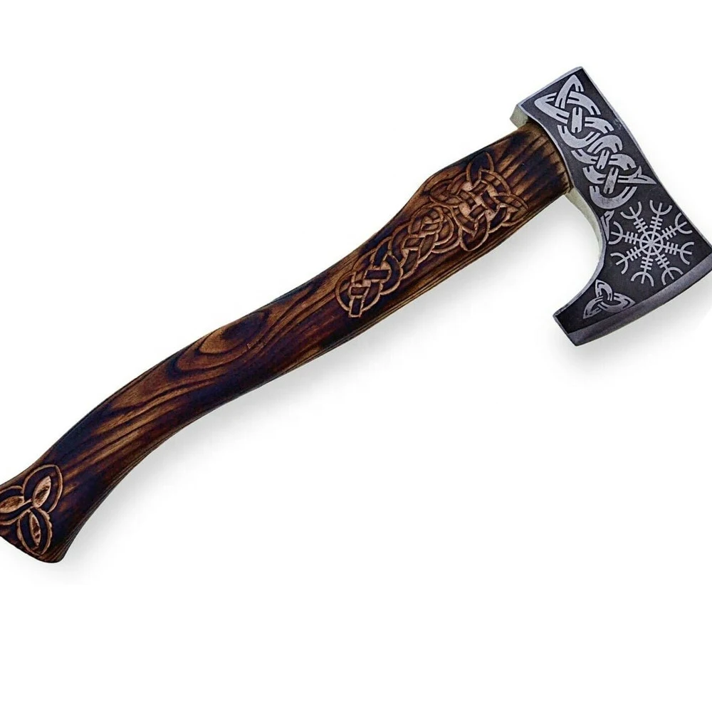 Топор из дамасской нержавеющей стали ручной работы на заказ с кожаным покрытием, оптовая продажа топоров для походов и кемпинга