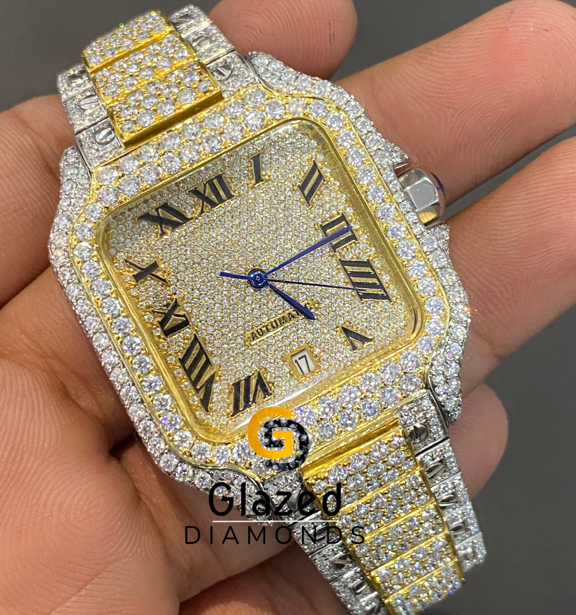 Unique New Moissanite Watch Fully Bust Down In Charm vvs Clarity Diamonds Pass Diamond Tester In Stainless Steel