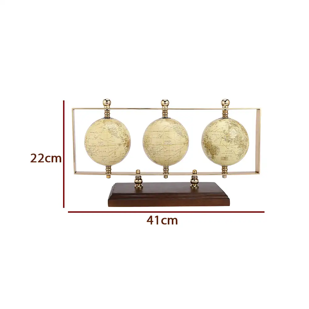 Hot Selling Triple vertical Gold Globe Stand Table Decor Home Decor Interior Decor In Wholesale