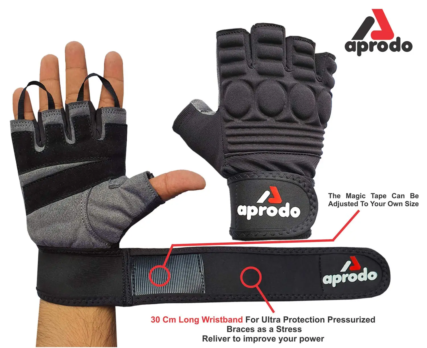 OEM Customized Sports Leather Fitness Gloves Gym Workout Gloves with Wrist Support & Padded Knuckle Protector