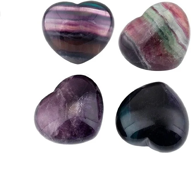 High Quality Purple Fluorite Heart Wholesale Gemstone Healing Crystal Heart stone for Grounding and Meditation Hearts For Sale