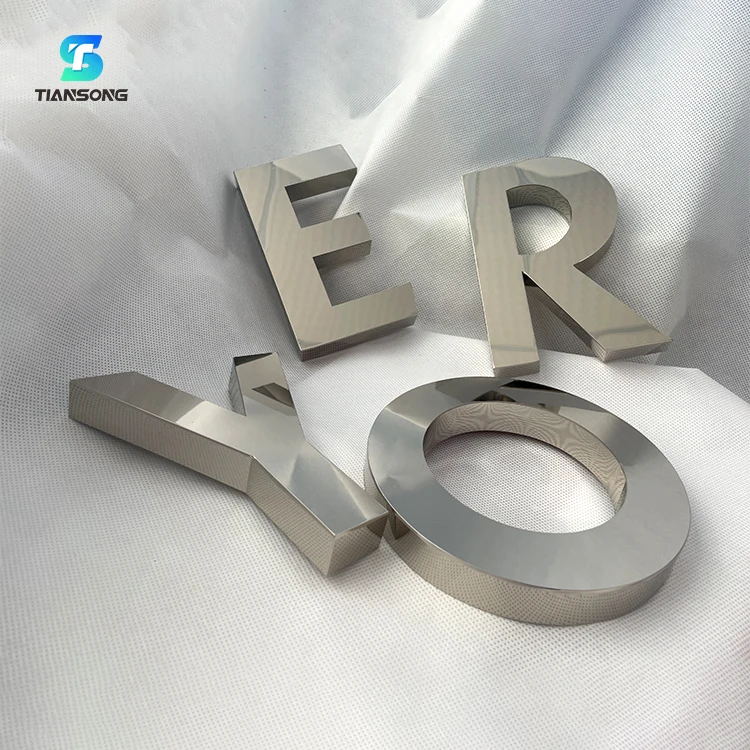 Customized Shiny Mirror Metal Channel Letters Indoor Reception Sign Outdoor Business Logo 3D Letter for Storefront
