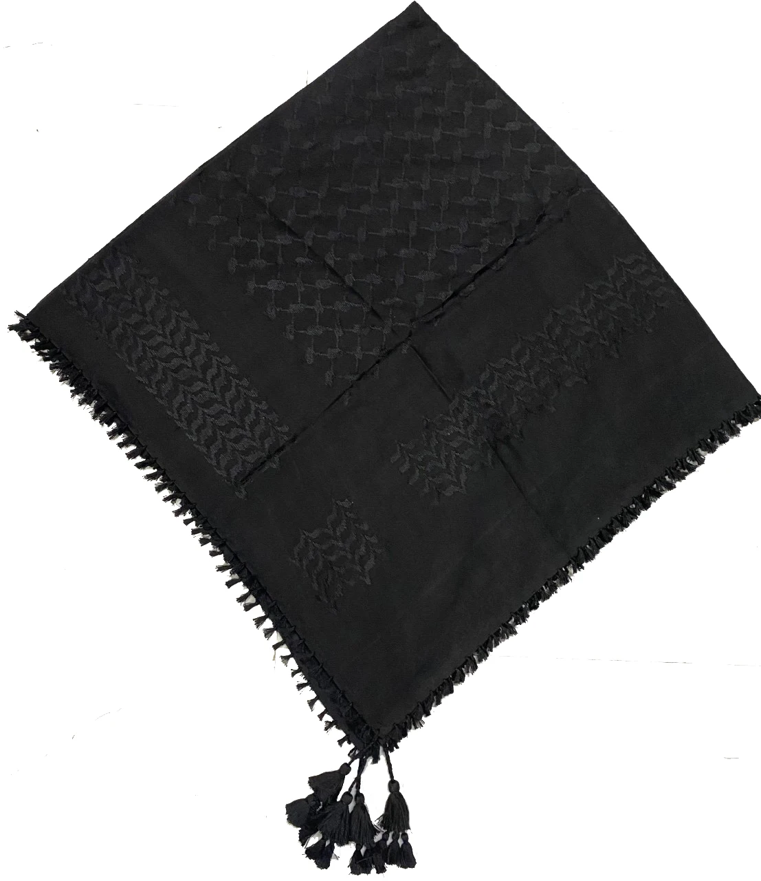 100% Cotton Shemagh Keffiyeh Arab Shemagh Scarf  Black  self woven design large size for men and women palestine scarf