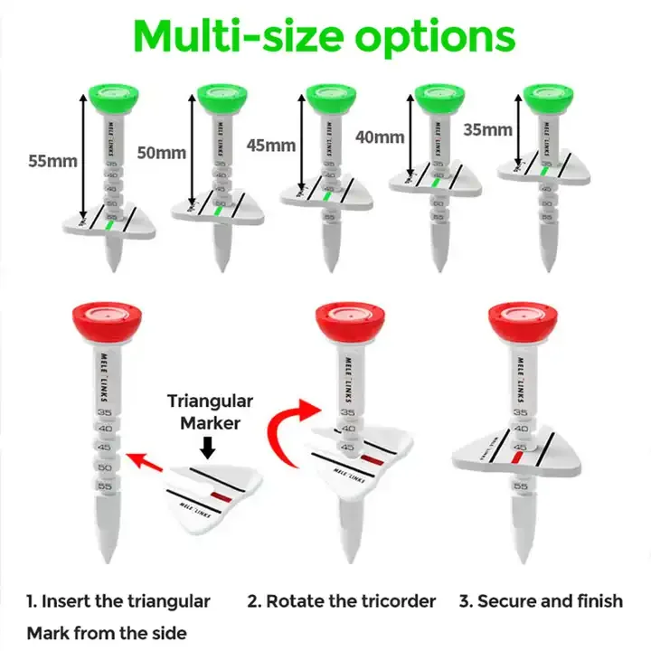 Reduce Friction Triangular Plate Aiming Line Adjust Tee Shot Direction Big Head Golf Tees Premium Adjustable Golf Tee