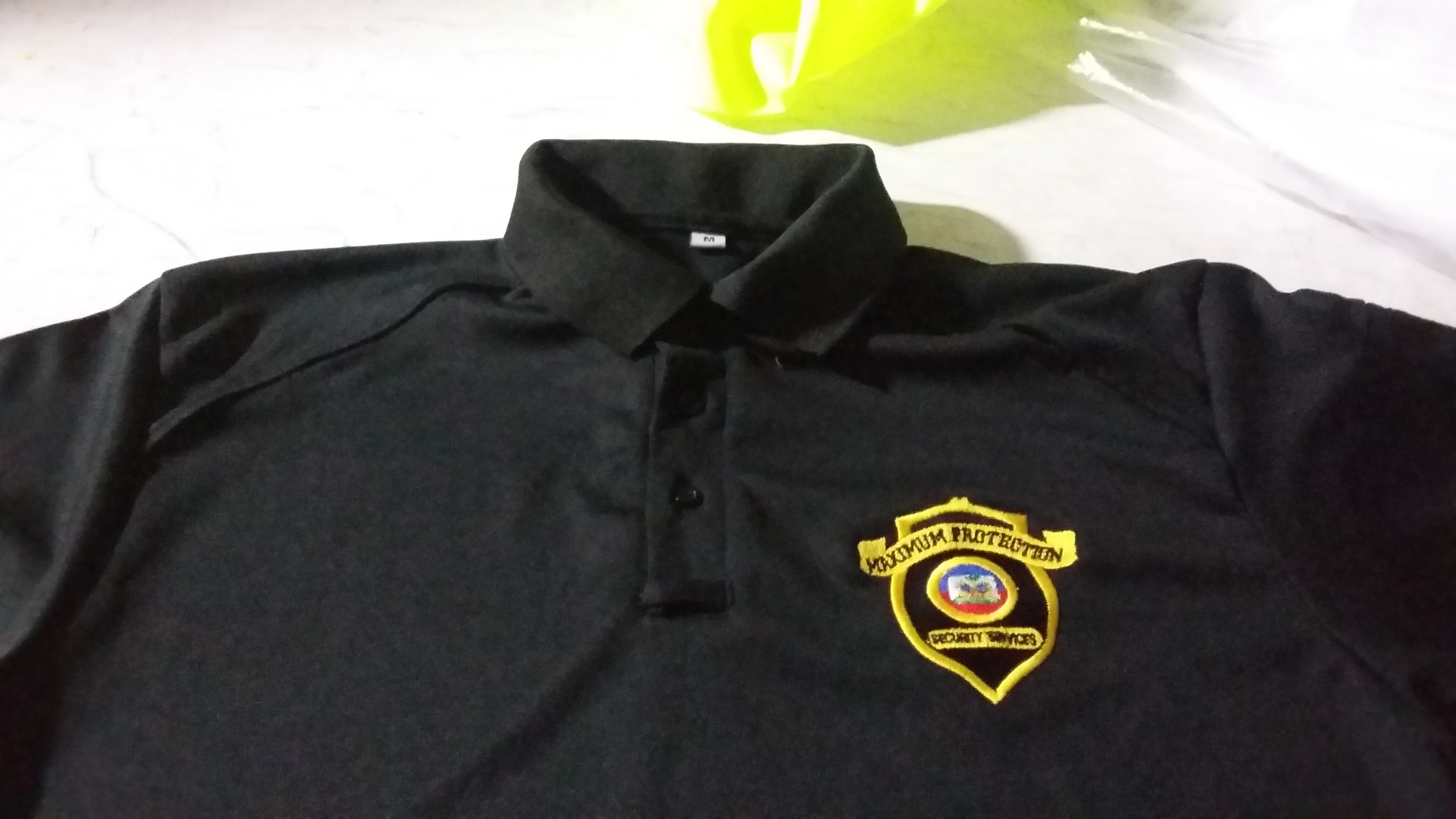 Tactical security guard  uniform polo shirts name-taDpe patch Custom shirts sleeve mobile pen pocket custom oem