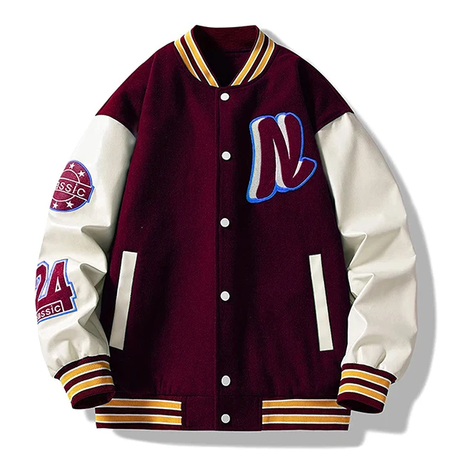 OEM high quality street wear over size wholesale fashion clothing college school varsity jacket