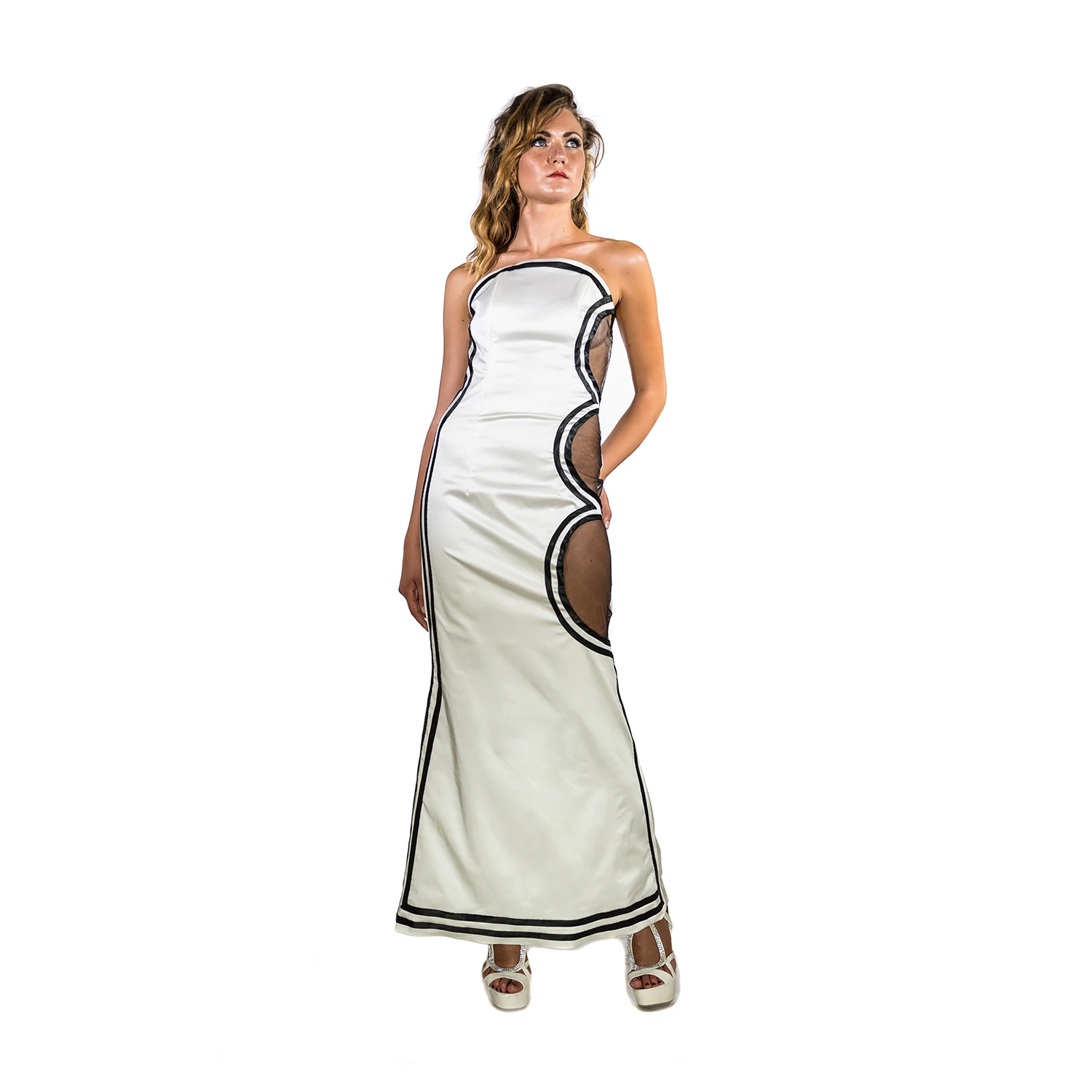 Casual Siren Ceremonies Dress Sexy Tulle Silk Party Dress with Strapless Collar Asymmetric Style Knee-Length Natural Waistline