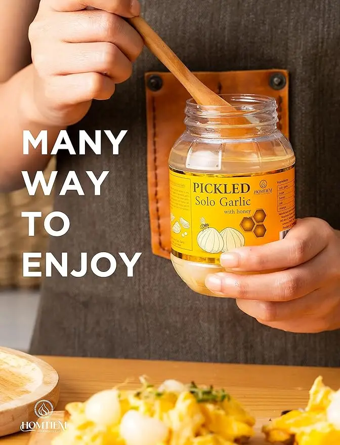 Homtiem Pickled Solo Garlic with Honey 7.04 Oz (200g.) Non-Additives, Non-Preservatives for Appetizers Healthy