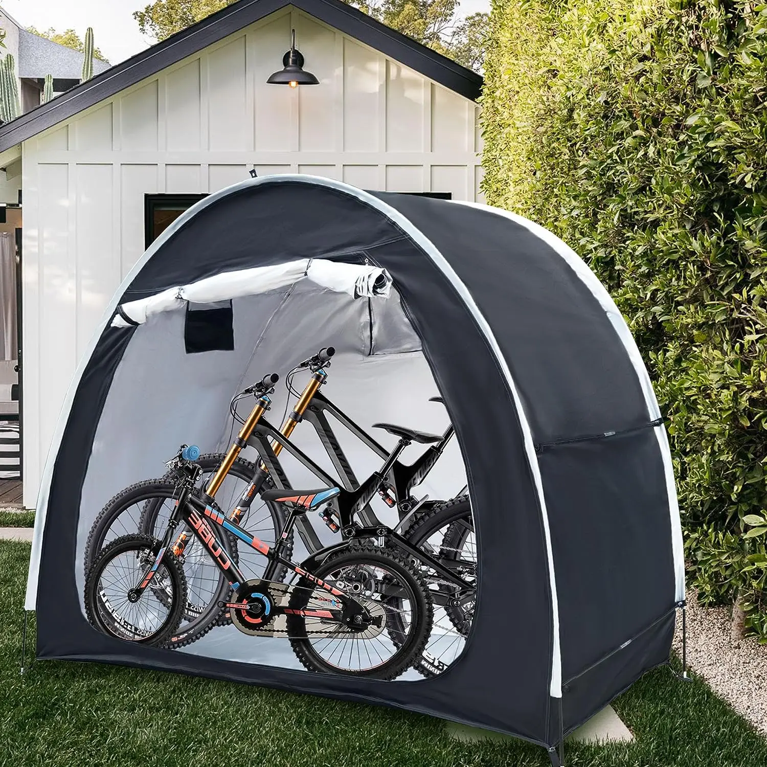 Bike Rain Cover 6.6FT Waterproof 210D Outdoor Bicycle Cover Shelter with Window cargo bike rain cover