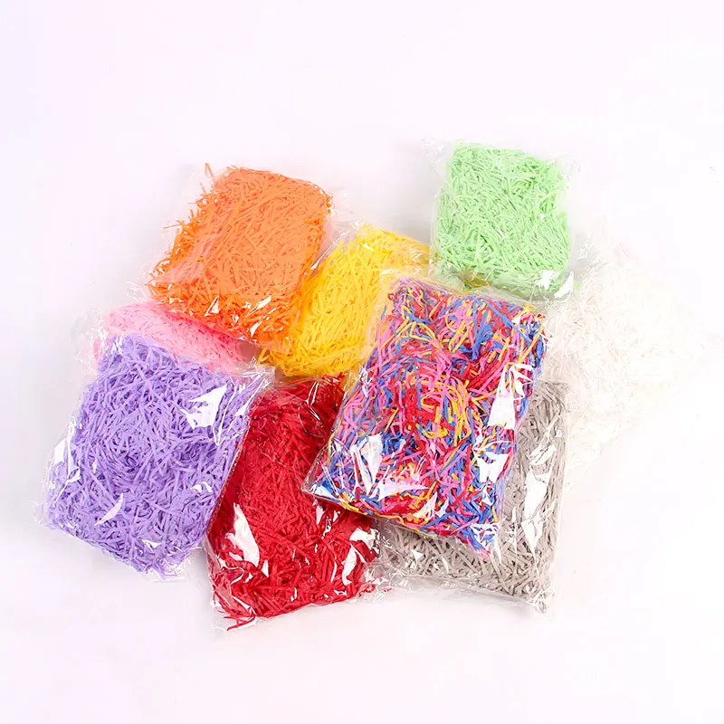 Recycled Packaging Crinkle Paper Shred50g/Bag Crinkle Cut Raffia Shredded Gift Box Filler Crinkle Paper