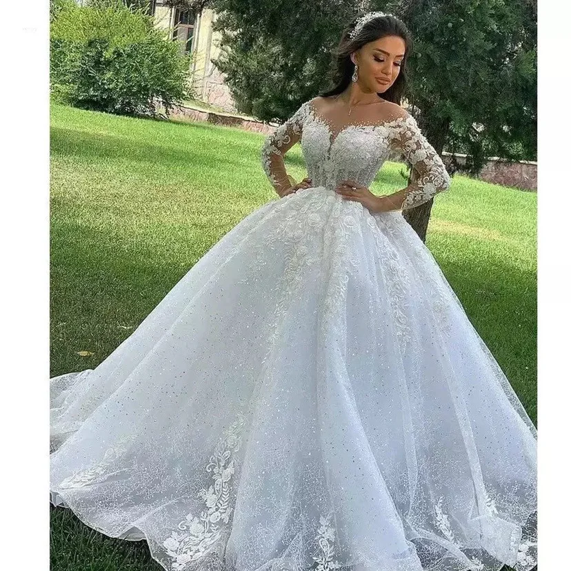 2024 Pretty Elegant Large Sizes Wedding Dress Turkey White Wedding Dress for Women