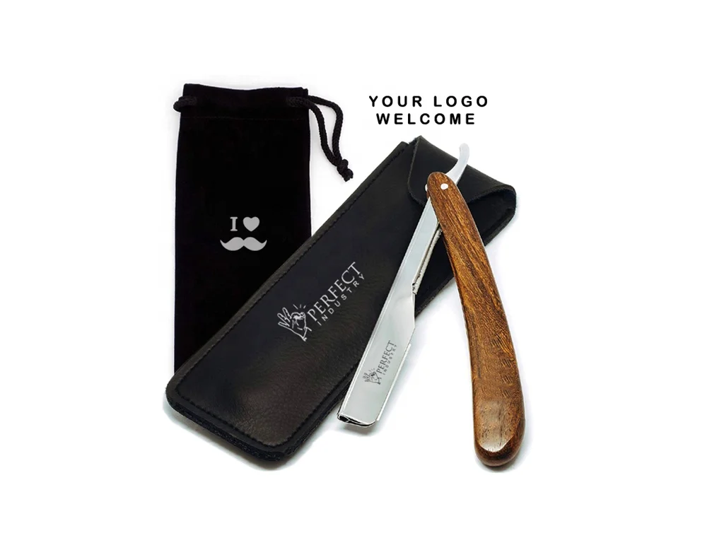 Barber Supplies wood handle shaver / Straight Razors style rosewood handle Barber Shaving Razor with private logo & travel case