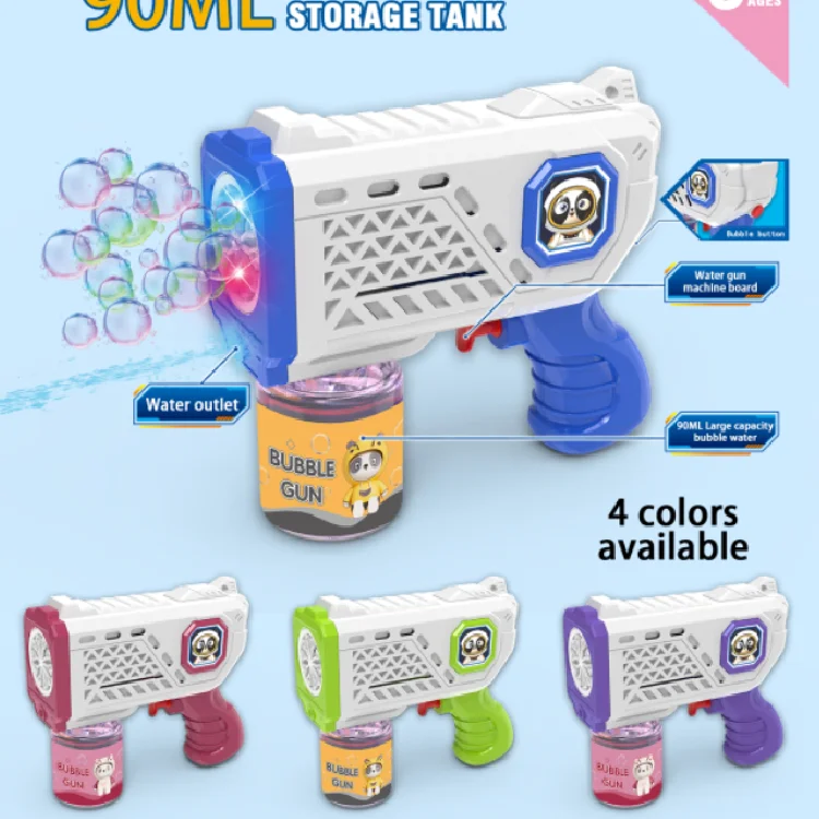 2024 novelties Hot Electric Bubble Maker & Water Squirt 2 in 1 light up gun wand toy for kids games favor