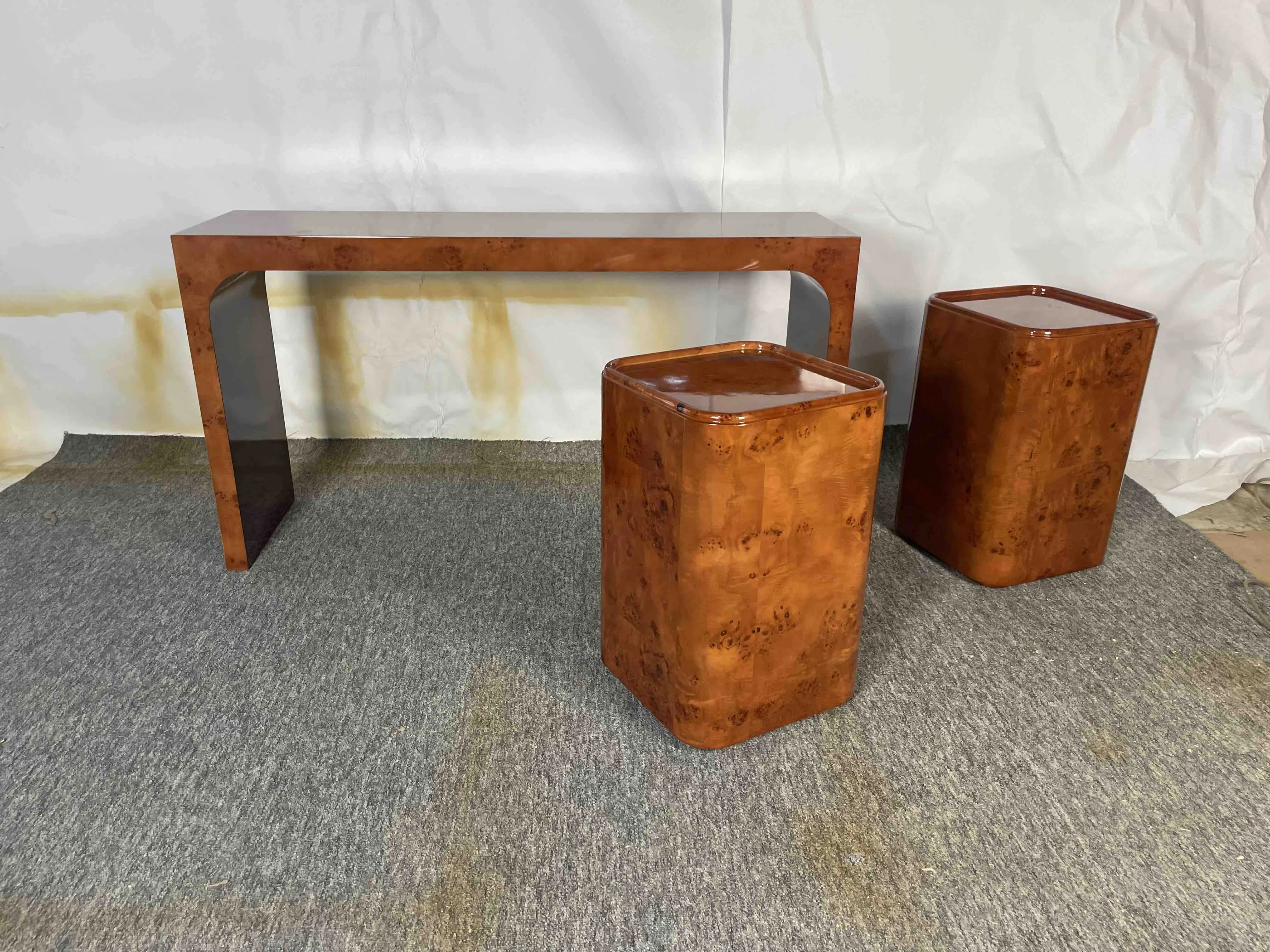 2024 new modern luxury Burl veneer home furniture for plywood decorative panel wooden living room furniture Dawson Side Table