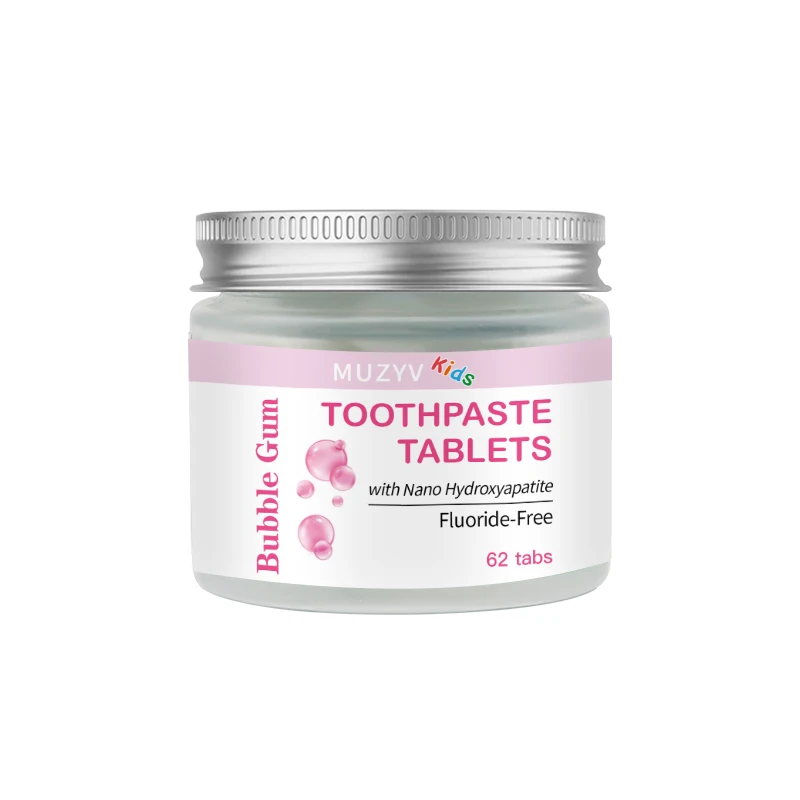 Custom kids children chew mouthwash tabs anti cavity fight tarter multivitamins bubble gum toothpaste tablets