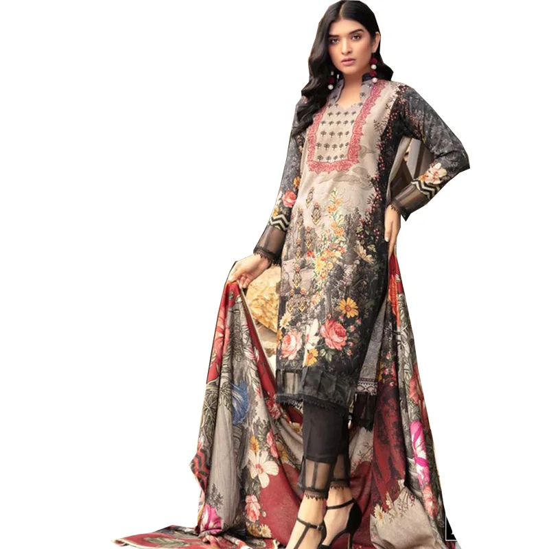 WholeSale Readymade 3 Piece Pakistani Style ladies winter suits salwar kameez Over Neckline Embroidery With Shawl in Dhanak