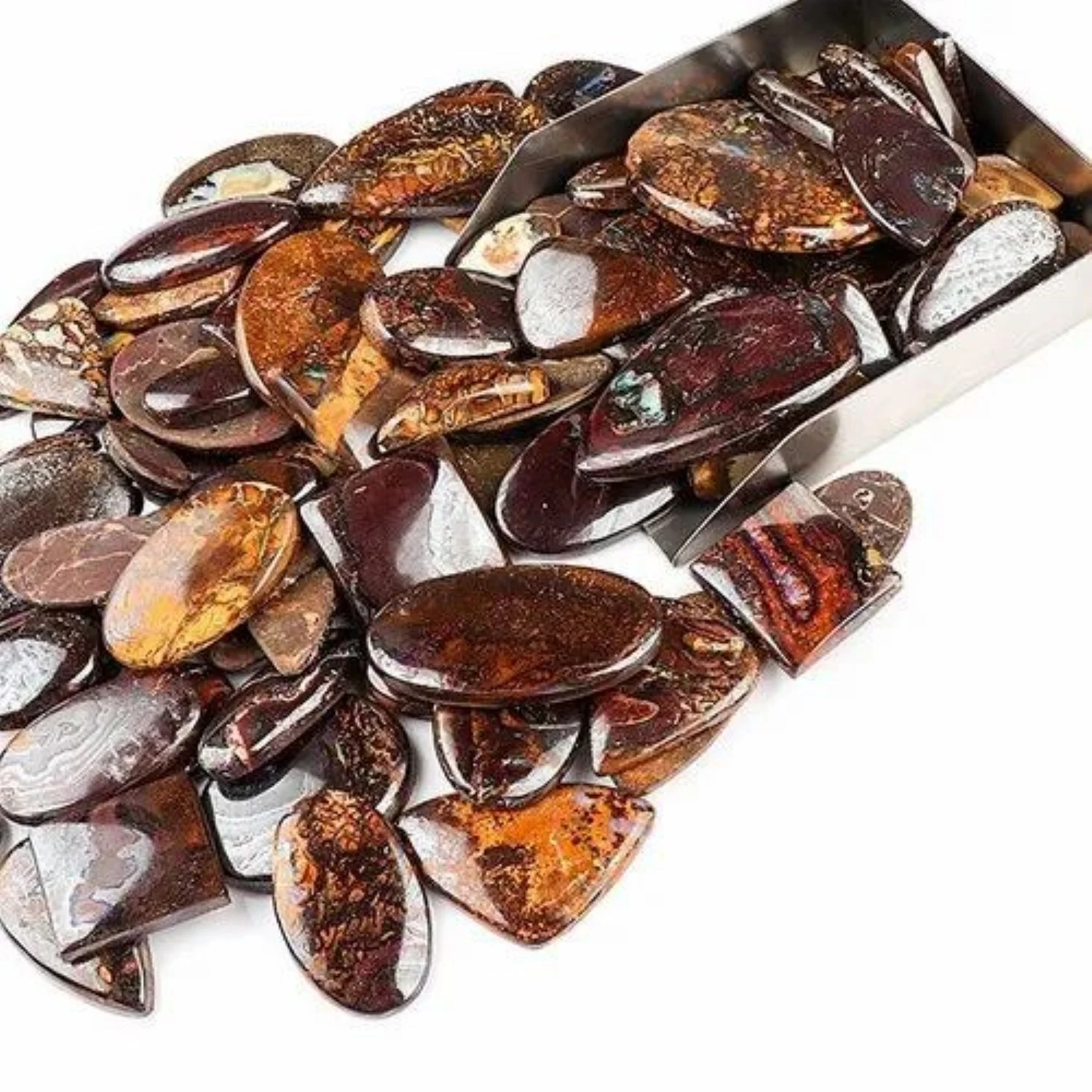 Wholesale Natural Polished Mix Brown Boulder Opal Gemstone Plain Cabochon Loose Gemstone Lot Mix Shape Size For Jewelry Making