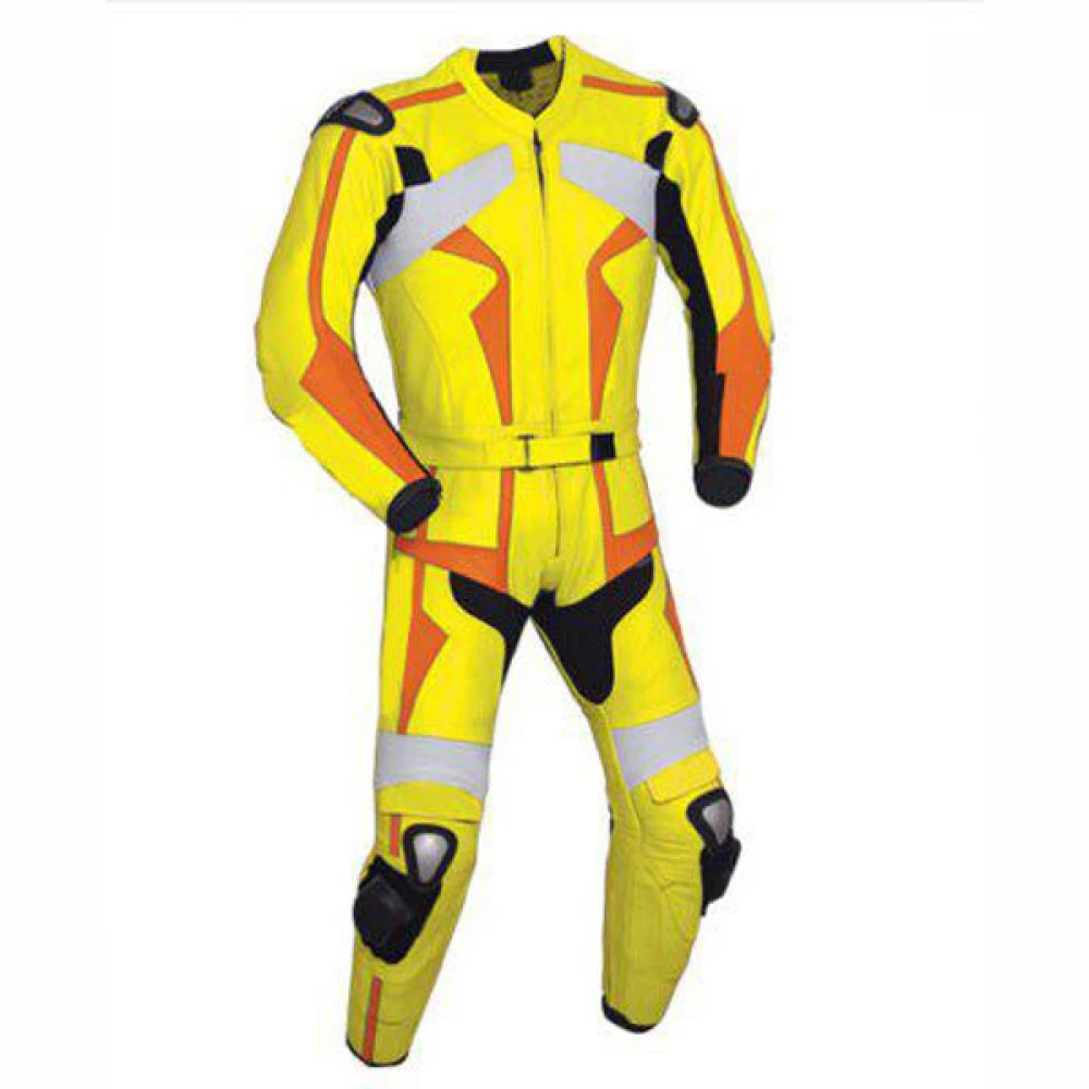 Motorcycle Mens Racing Biker Leather Suit Motorbike Leather Jacket Pant customized Yellow & Black Leather Suits For Bikers