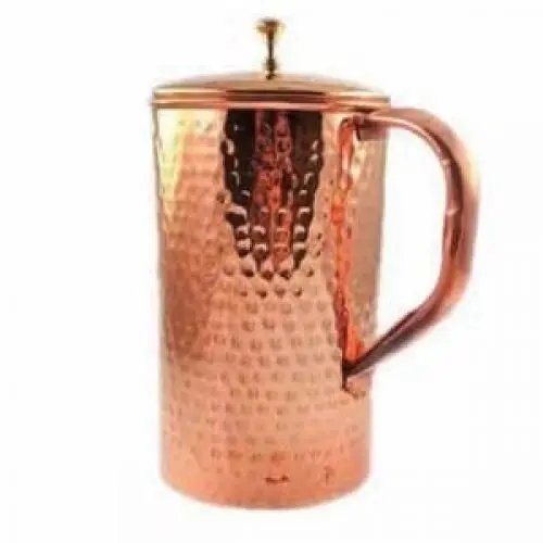Factory Wholesale Production Water Container Trending Design Hotel Home Drink Ware Jug Copper Handle Hammered Finished