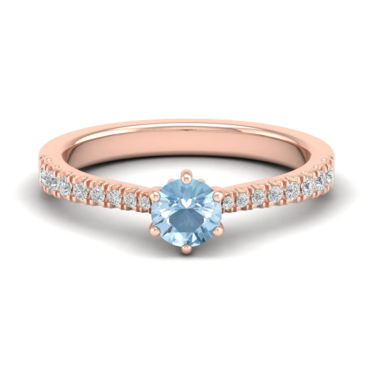 REYES Women OEM ODM 925 Sterling Silver 0.5 Carat Aquamarine Gemstone Rings GRA Certified Moissanite Fine Jewelry for Women