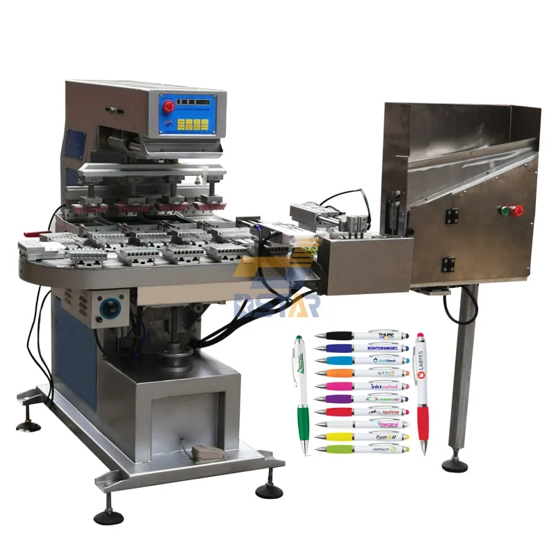 High Speed Ball Pen Barrel Multicolor Automatic Pad Printing Machine with Oval Belt Conveyor for Sale