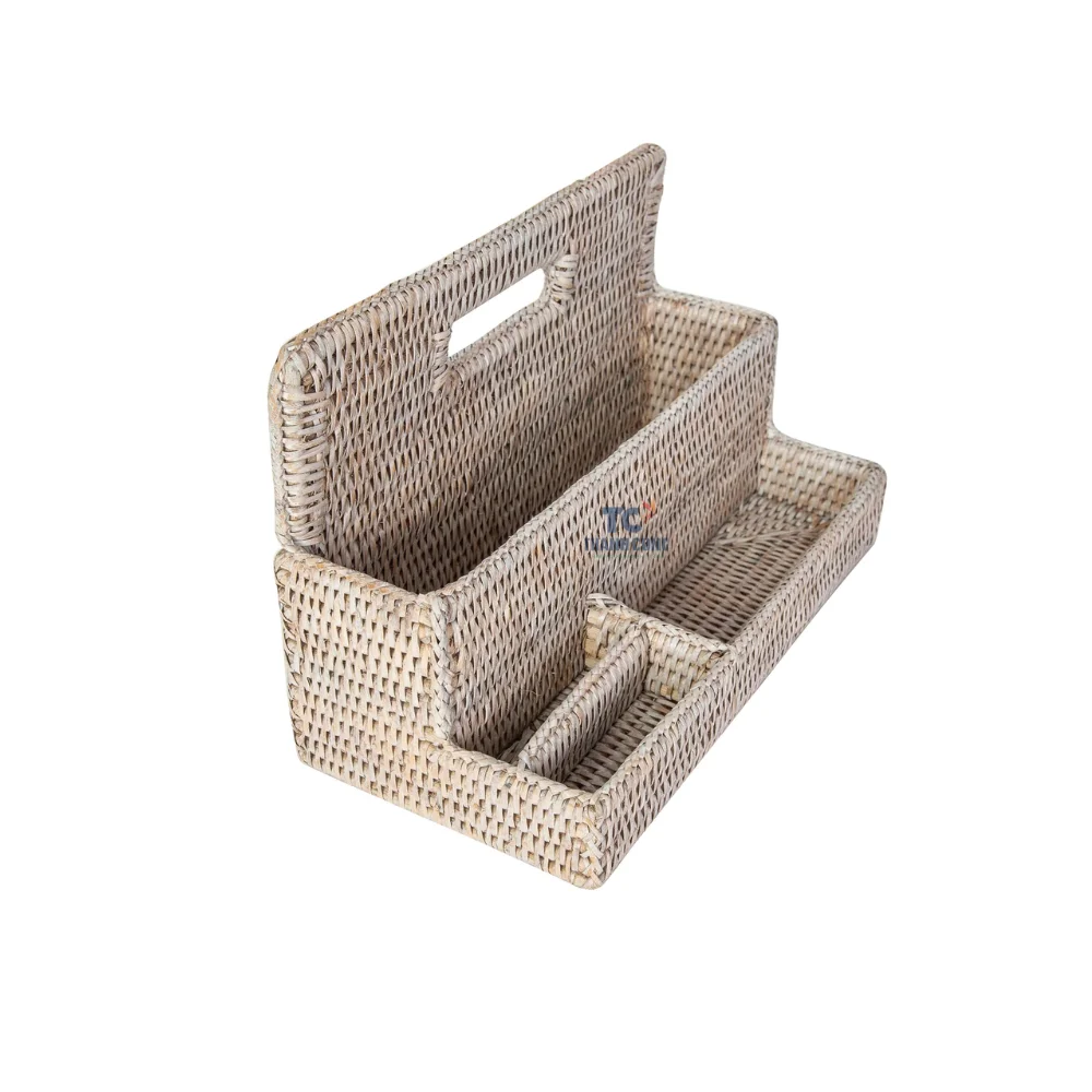 Handmade Rattan Standing Stationary Sorter For Wholesales Desk Organizers Large Capacity Pen Holder