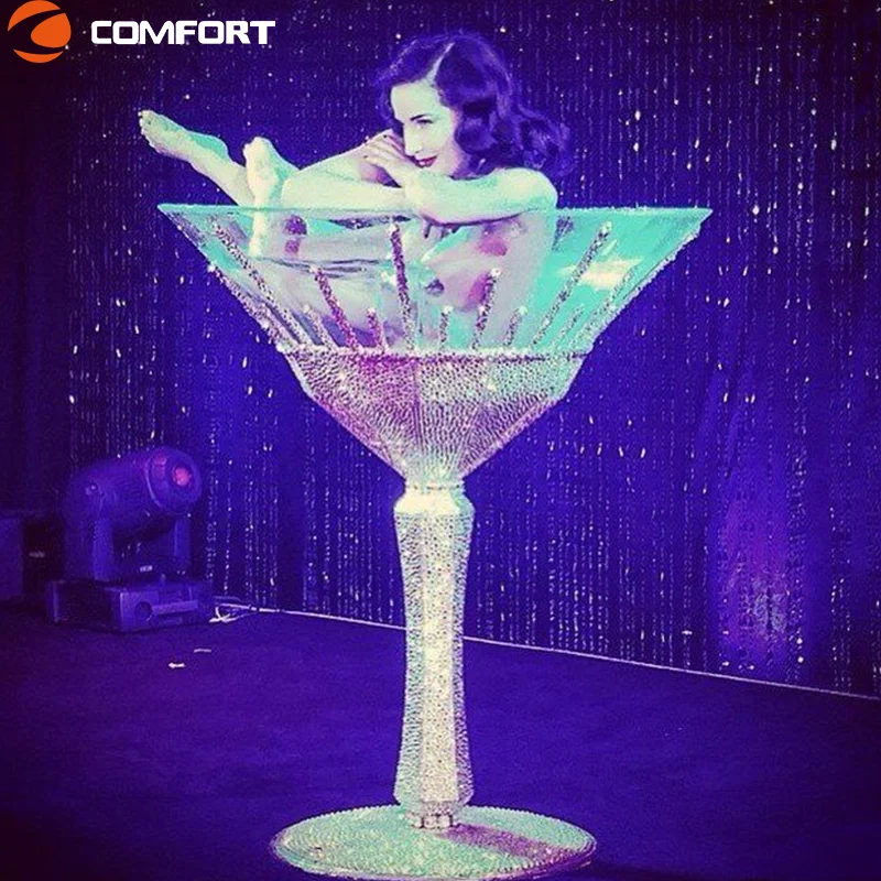 Acrylic Transparent Semicircular Big Capacity Ice Bucket Performance Bathtub With Metal Bracket Bar Performance Cup Bathtub