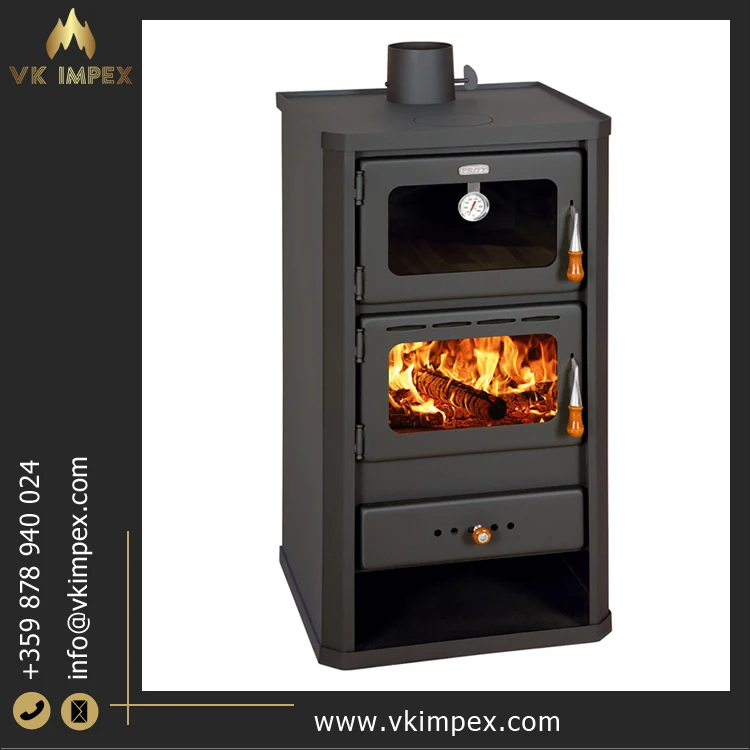 2024 Top Selling Modern Design 3.9 kg/h Fuel Consumption Freestanding Wood Burning Fireplace with Oven for House Indoor Use