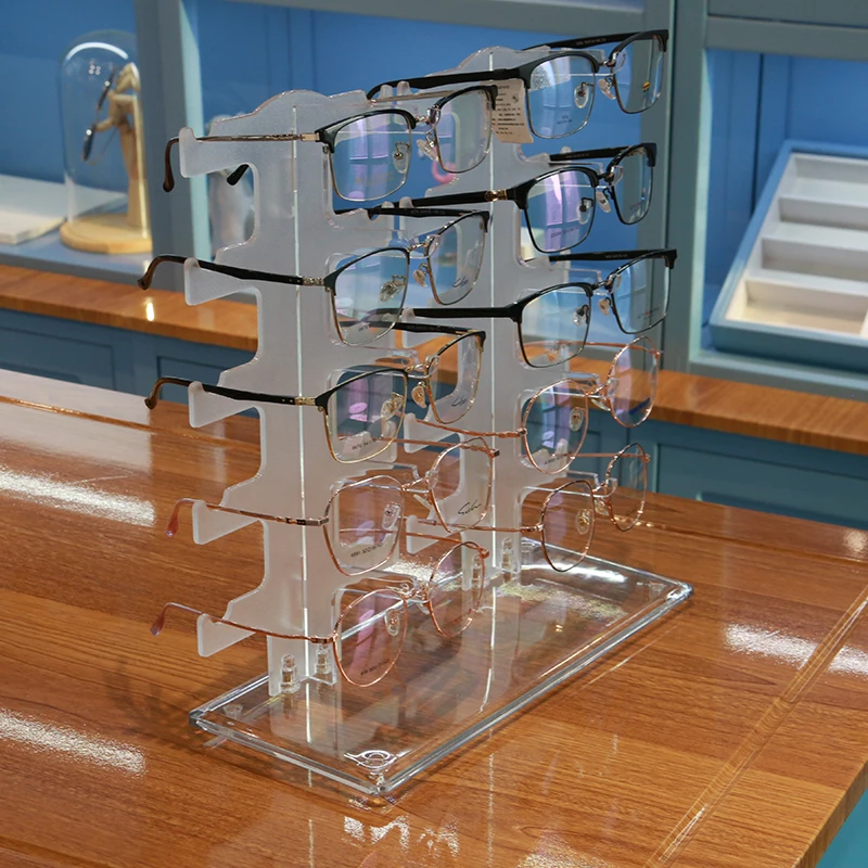 Newest design fashionable China manufacture clear acrylic eye sunglasses standing display