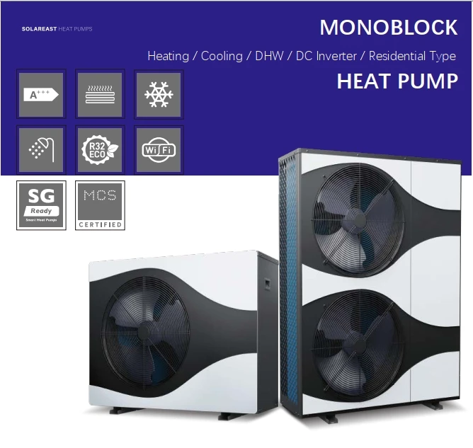 Solar Hot Air Water Source WiFi 10 kw Split Monoblock R32 Inverters Air Conditioner Water Heaters Heat Pump