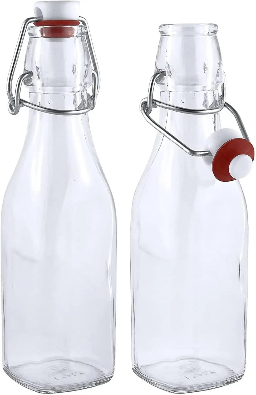 Clear glass bottle with lid, round 8.5 oz flip top glass bottle for storing home brewed beer, oil, vinegar