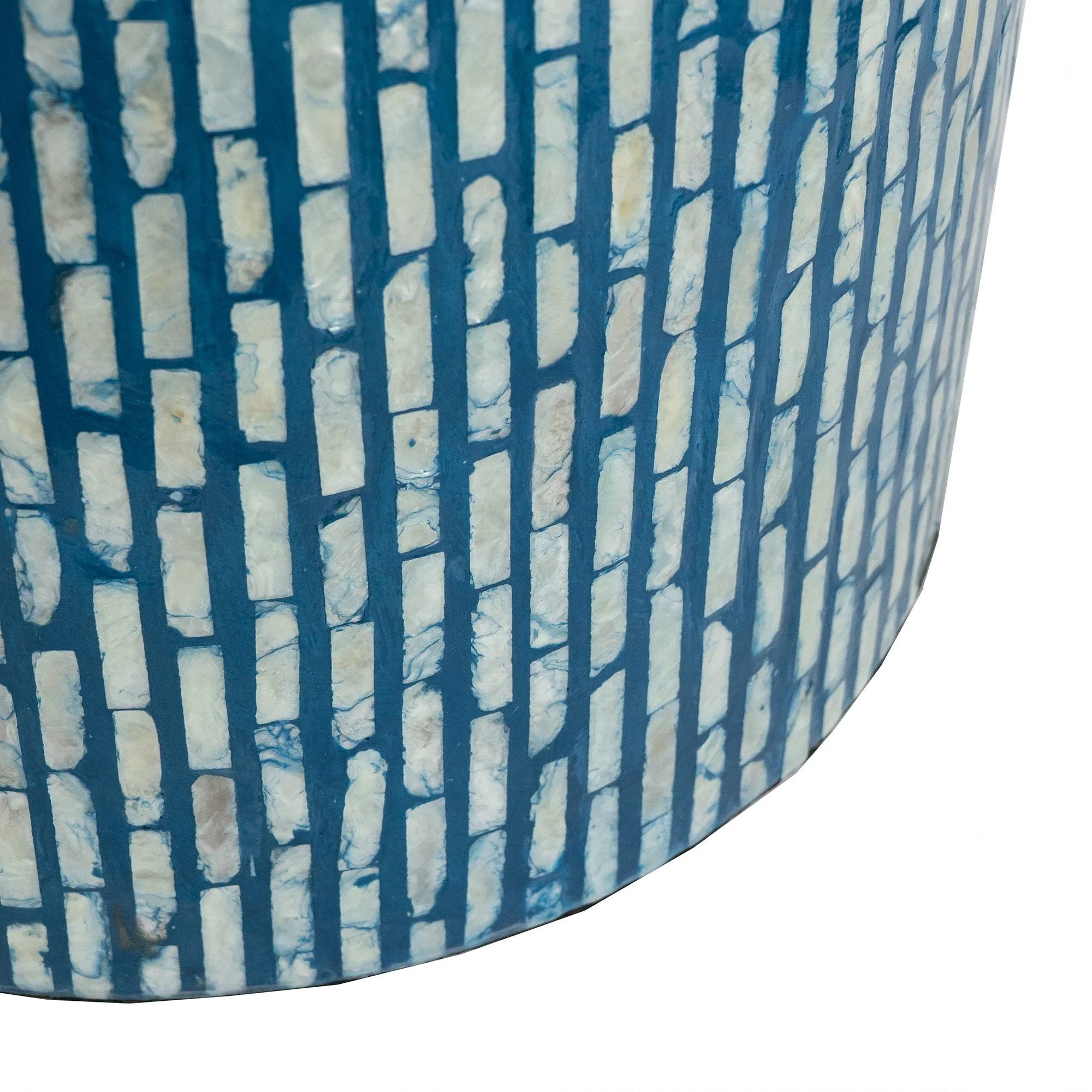 Iridescent Handcrafted Mosaic Coating Shell Inlaid Mother Of Pearl Stool Ottoman From Vietnam