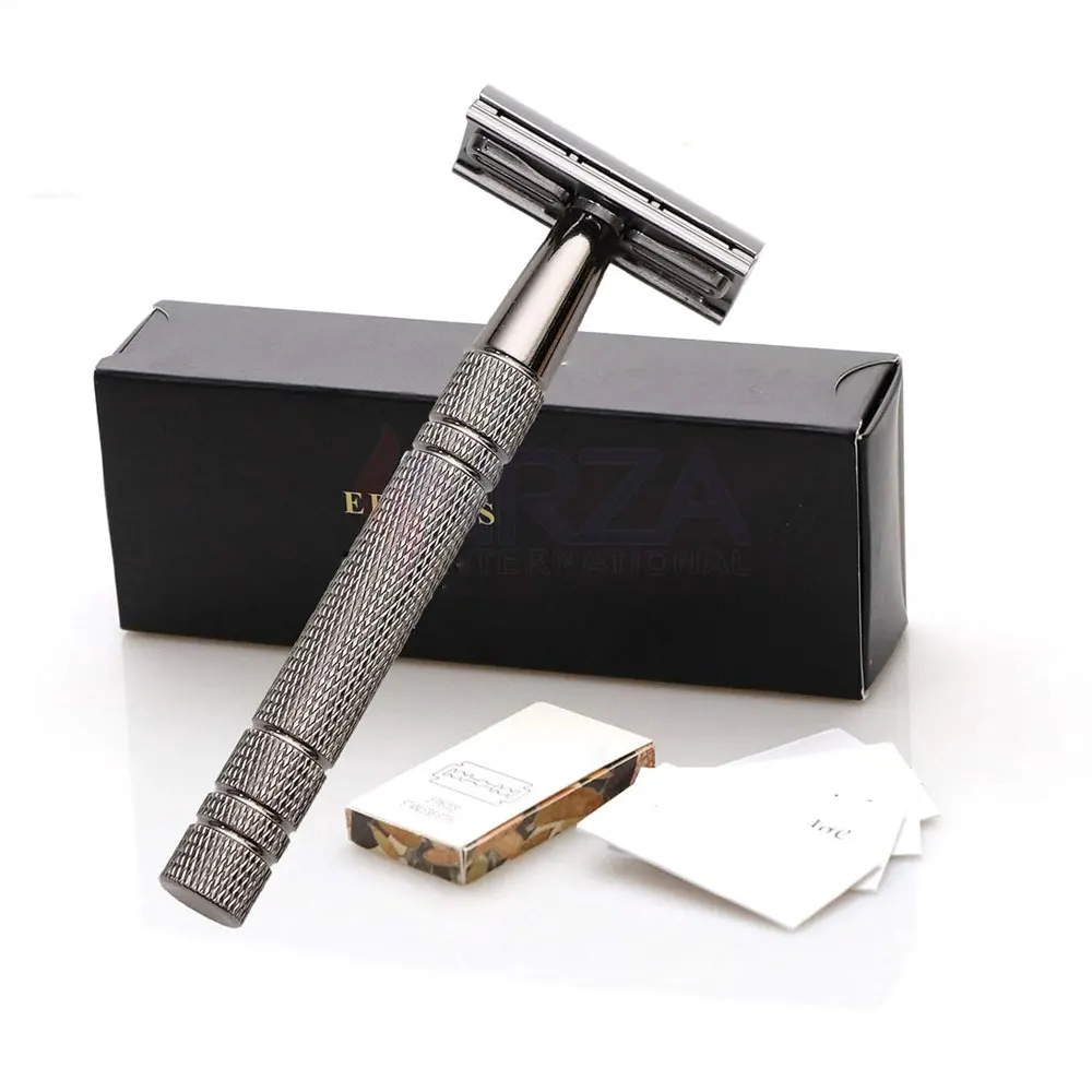 Private Label Safety Razor Men Traditional Metal Head Black Safety Razor Handle Double Edge Safety Razor
