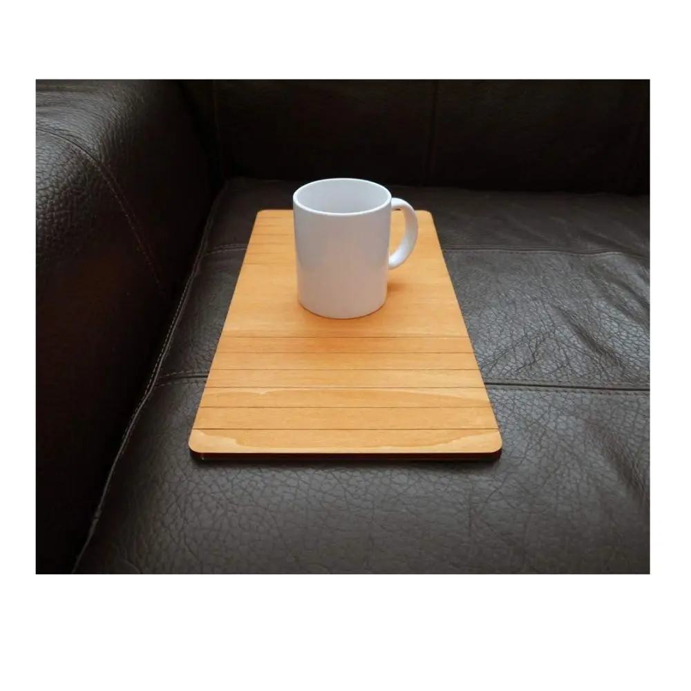 Sofa Arm Table Bamboo Sofa Arm Tray With EVA Base Wholesale Customized Cheap Wood Sofa Couch Arm Tray Table