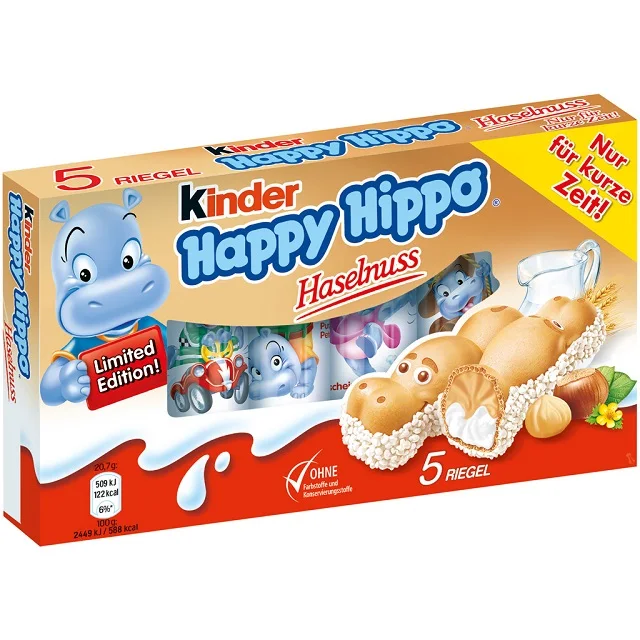 Happy hippo Chocolate Chocolate Kinder Bar Hazelnut 44g Cartoon