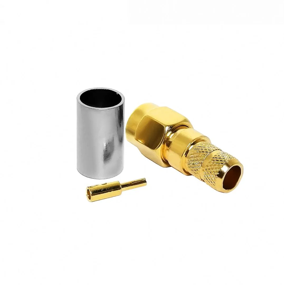RF coaxial connector reverse polarity rpsma male plug crimp connector for LMR240 H155 coaxial cable