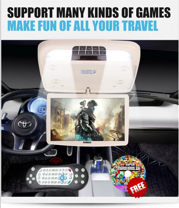 New 10.1 inch super slim car flip down monitor MP5 roof mounted monitor overhead monitor