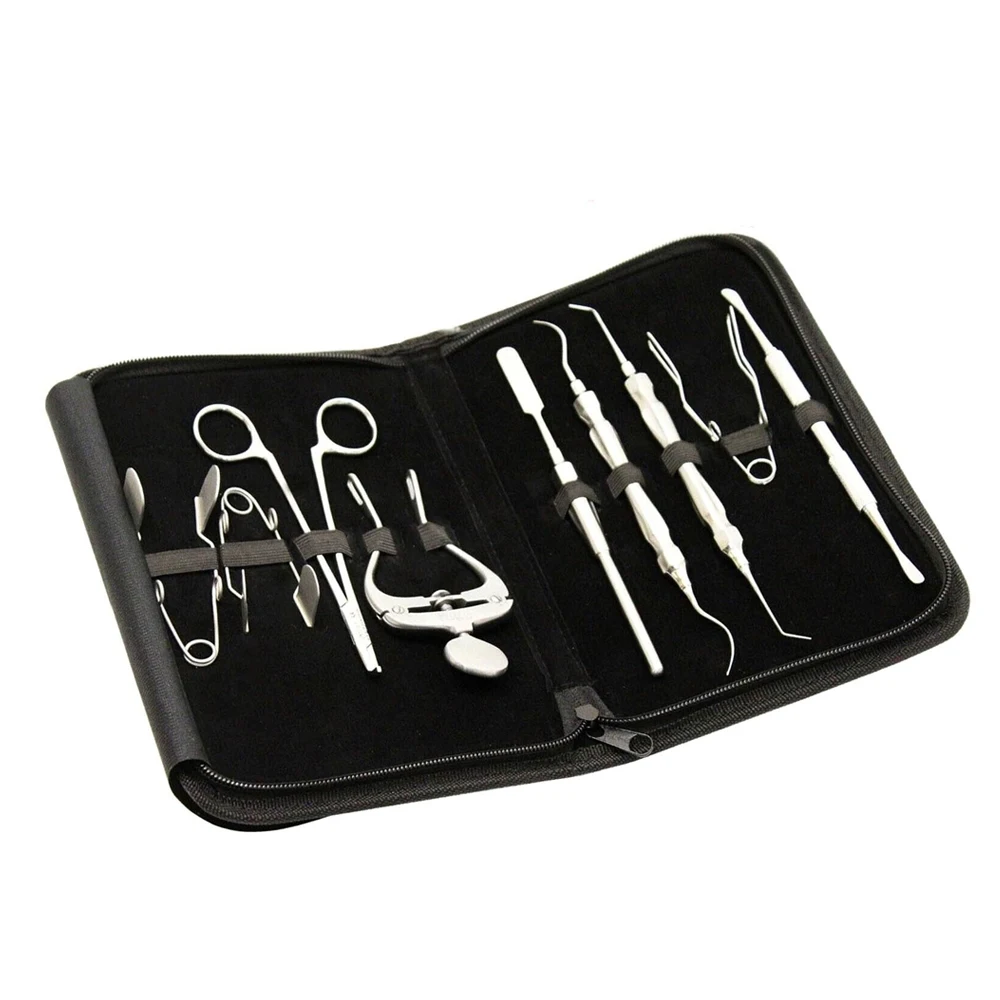 Dental Instruments Set Rabbit & Rodent 9 Pcs Set Complete Kit With Black Pouch CE ISO Approved