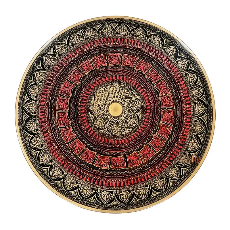 Royal Red Lacquer Art Coffee Table, Round Wooden Lacquer Coffee Table, Lacquer Round Coffee Table