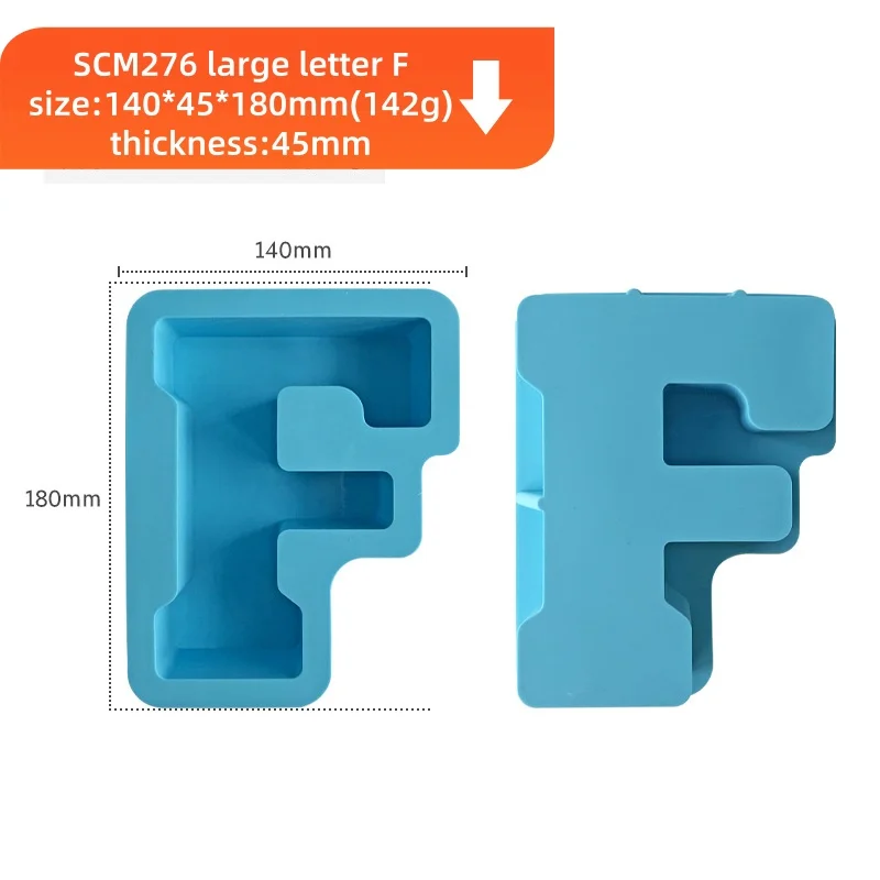 Large size 3D letter F capital letter symbol silicone mold suitable for home decoration jewelry making tools party decoration