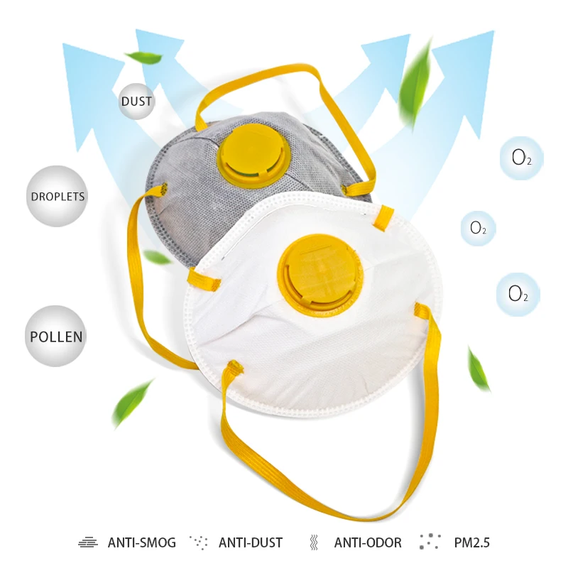 Cup type dust Mask KN95 Activated Carbon with breathing valve Industrial Sanding spray paint protection Round mas  FFP2 Cup Mask