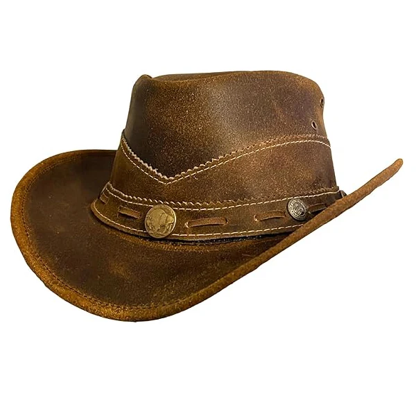 Premium Handcrafted Leather Cowboy Hat With Adjustable String Classic Western Style