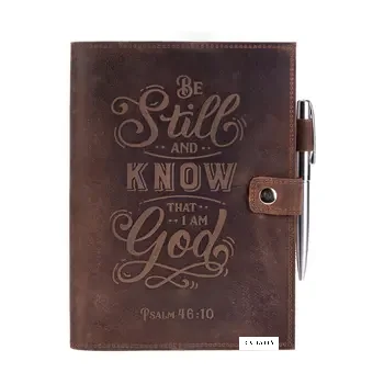 Refillable Leather Journal Lined Notebook 46v10 Embossed Bible Verse Vintage Handmade Leather Notebook & Pen