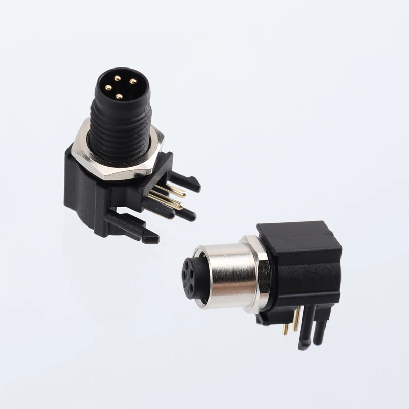 M8 panel mount plastic connector solder type waterproof IP67 3pin 4pin male female angle 90 degrees M8 pcb connector